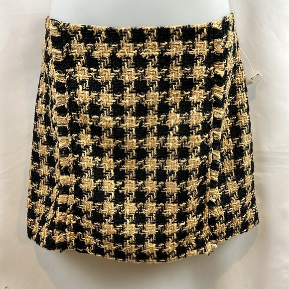 House of Harlow 1960 Tweed Crop Top & Skirt Houndstooth Set Tan/Black Size M NEW - Picture 4 of 16